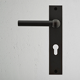 Harper Long Plate Sprung Door Handle & Euro Lock - Bronze 