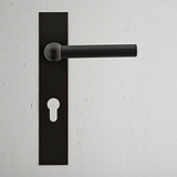 Harper Long Plate Sprung Door Handle & Euro Lock - Bronze 