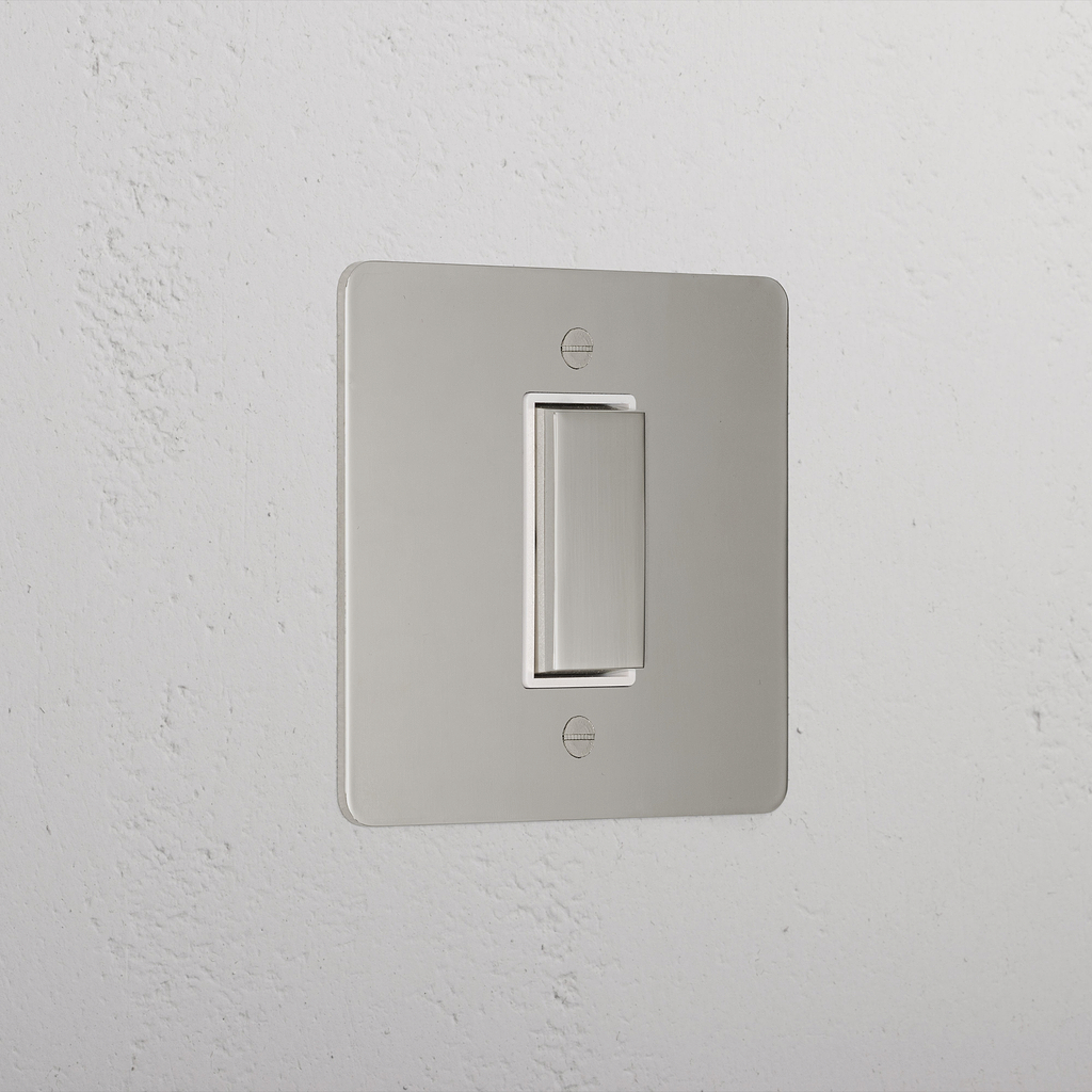 1G Centre Retractive Rocker Switch - Polished Nickel White