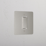 1G Centre Retractive Rocker Switch - Polished Nickel White