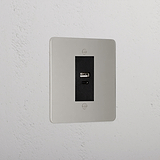 Elegant Polished Nickel Usb A+C Socket Black