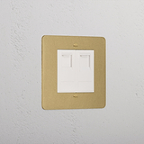 Designer Antique Brass 2x Cat6 Socket White
