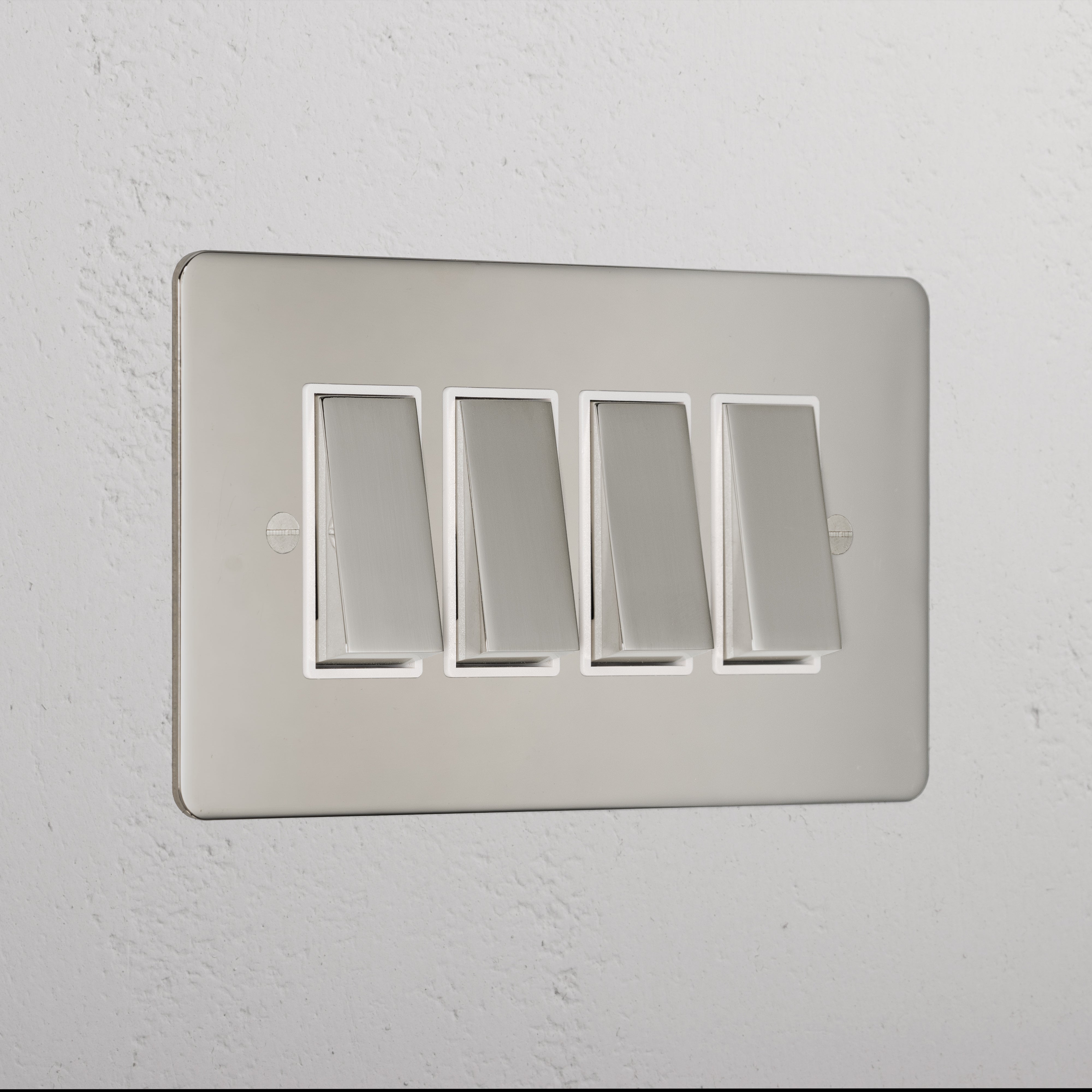 4G Two Way Rocker Switch - Polished Nickel White