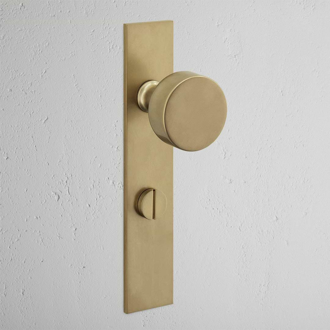 Onslow Long Plate Sprung Door Knob & Thumbturn – Antique Brass