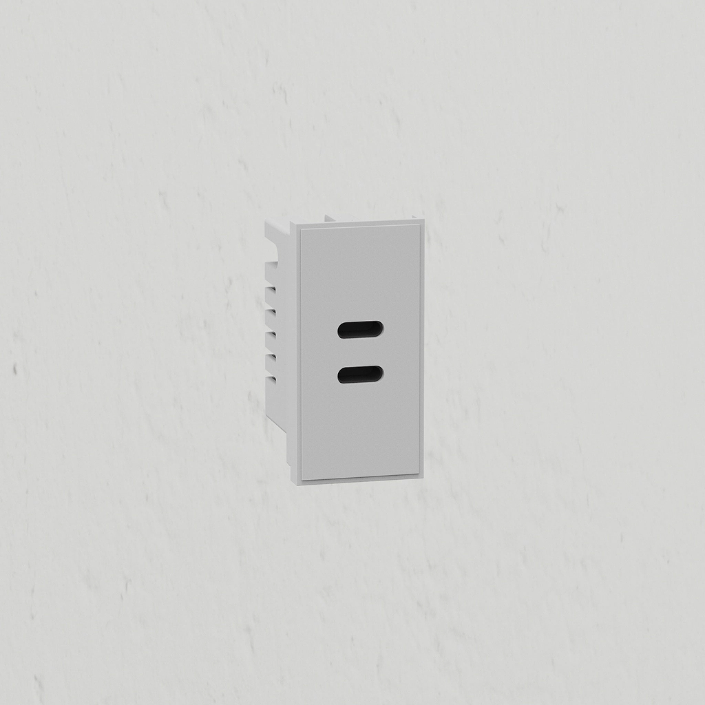 Usb C+C Outlet Module 25mm - White