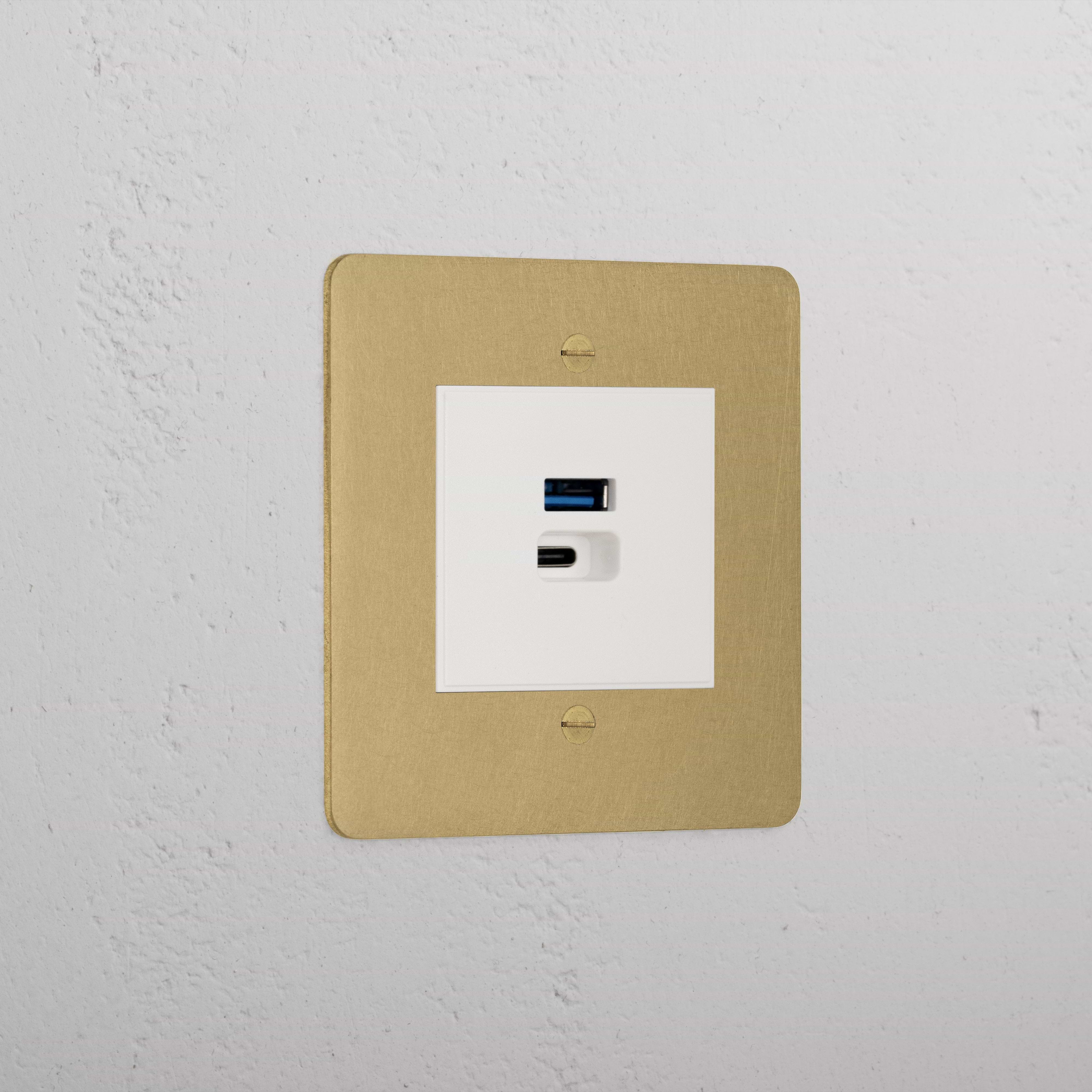 Luxury Antique Brass Usb A+C Fast Charge Socket White