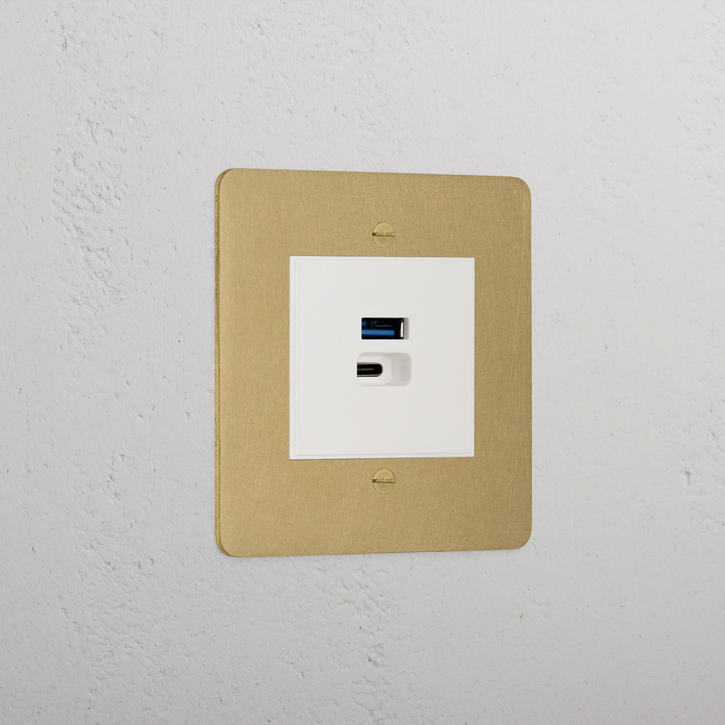 Luxury Antique Brass Usb A+C Fast Charge Socket White