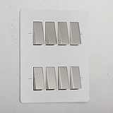 8G Two Way Rocker Switch _ Paintable Polished Nickel White