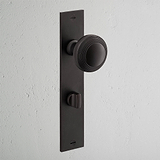 Poplar Long Plate Sprung Door Knob & Thumbturn - Bronze  