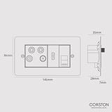 TV Aerial + HDMI + CAT6 Socket - Antique Brass Black