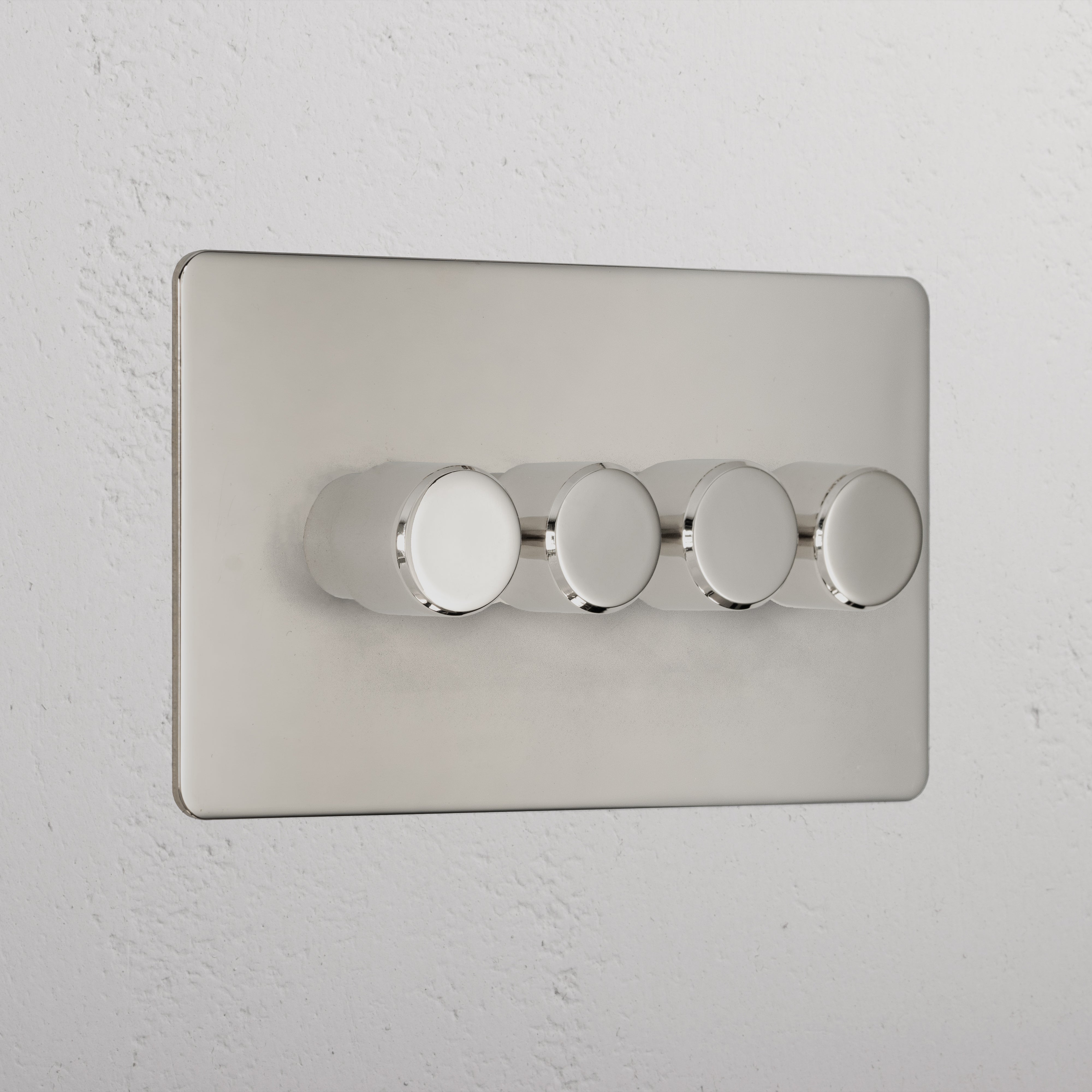 Premium Polished Nickel 4 Gang 2 Way Dimmer Light Switch