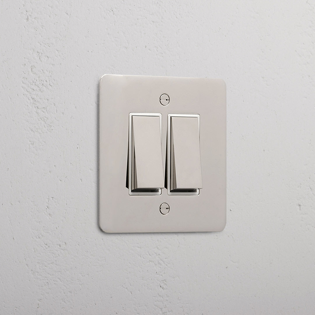 2G Two Way Rocker Switch - Polished Nickel White