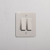 2G Two Way Rocker Switch - Polished Nickel White