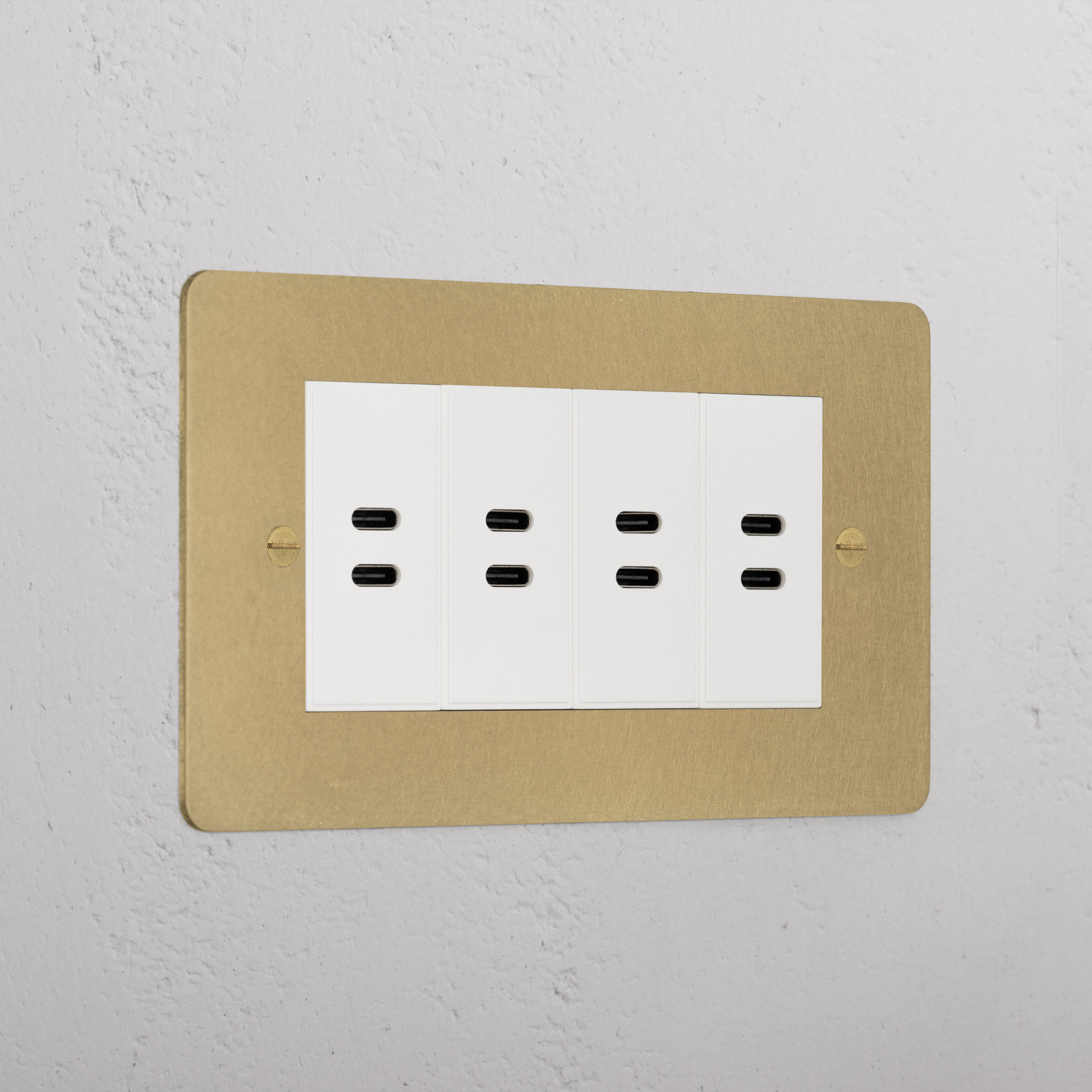 Designer Antique Brass 8x Usb-C Socket White
