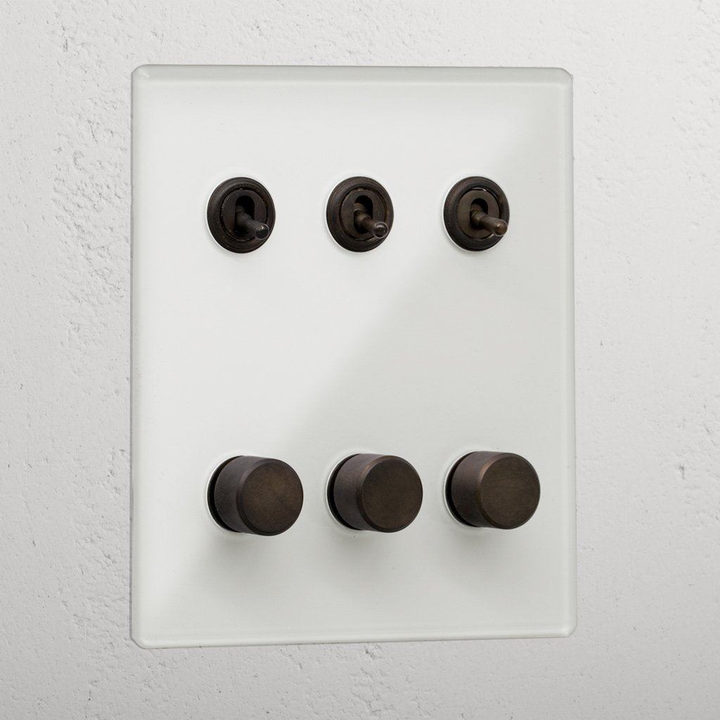 Clear Bronze 6 Gang Mixed Premium Light Switch