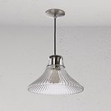 Hammersmith Medium Pendant Light Fluted Glass - Polished Nickel