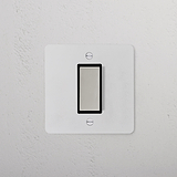 1G Centre Retractive Rocker Switch - Paintable Polished Nickel Black