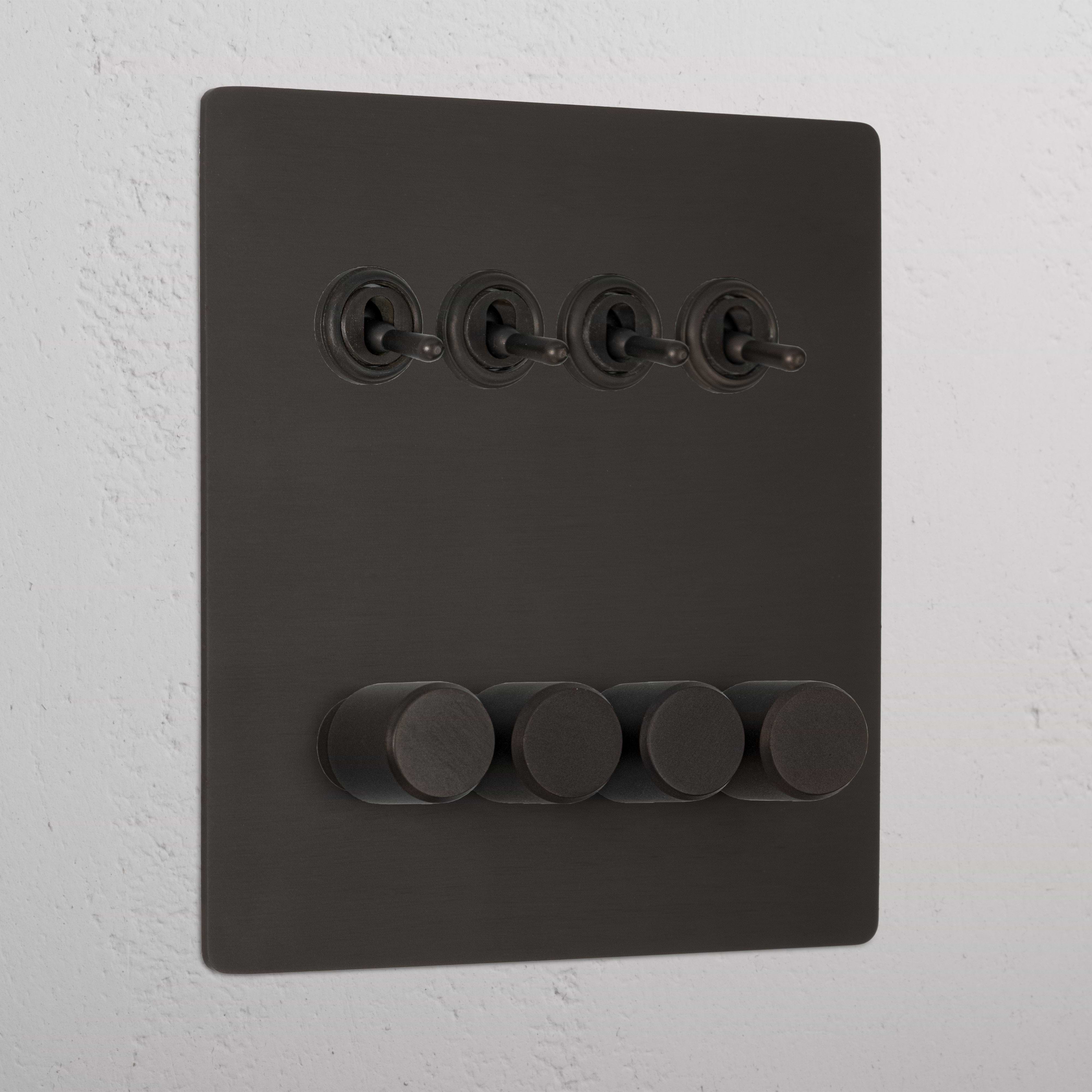 Bronze Vintage 8 Gang Mixed Light Switch