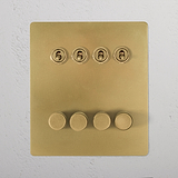 8G Mixed Switch 4T4D - Antique Brass