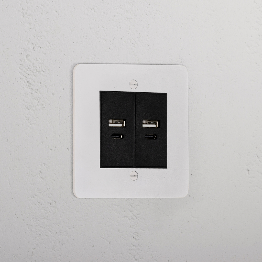 2x USB A+C Socket _ Paintable Black