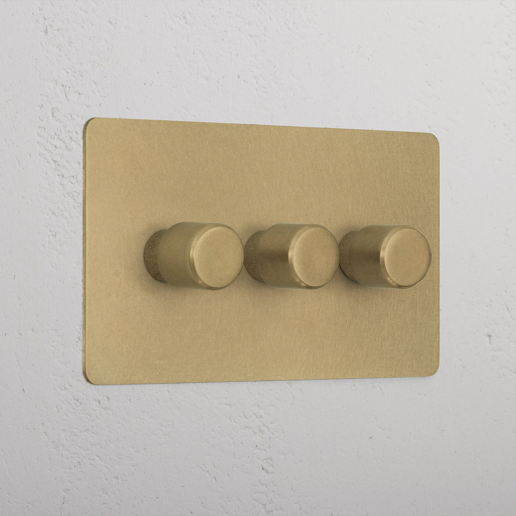 Designer Antique Brass 3 Gang 2 Way Dimmer Light Switch