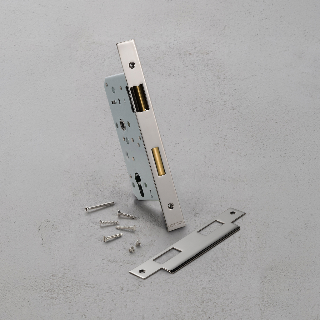 Euro Mortice Lock 60mm - Polished Nickel