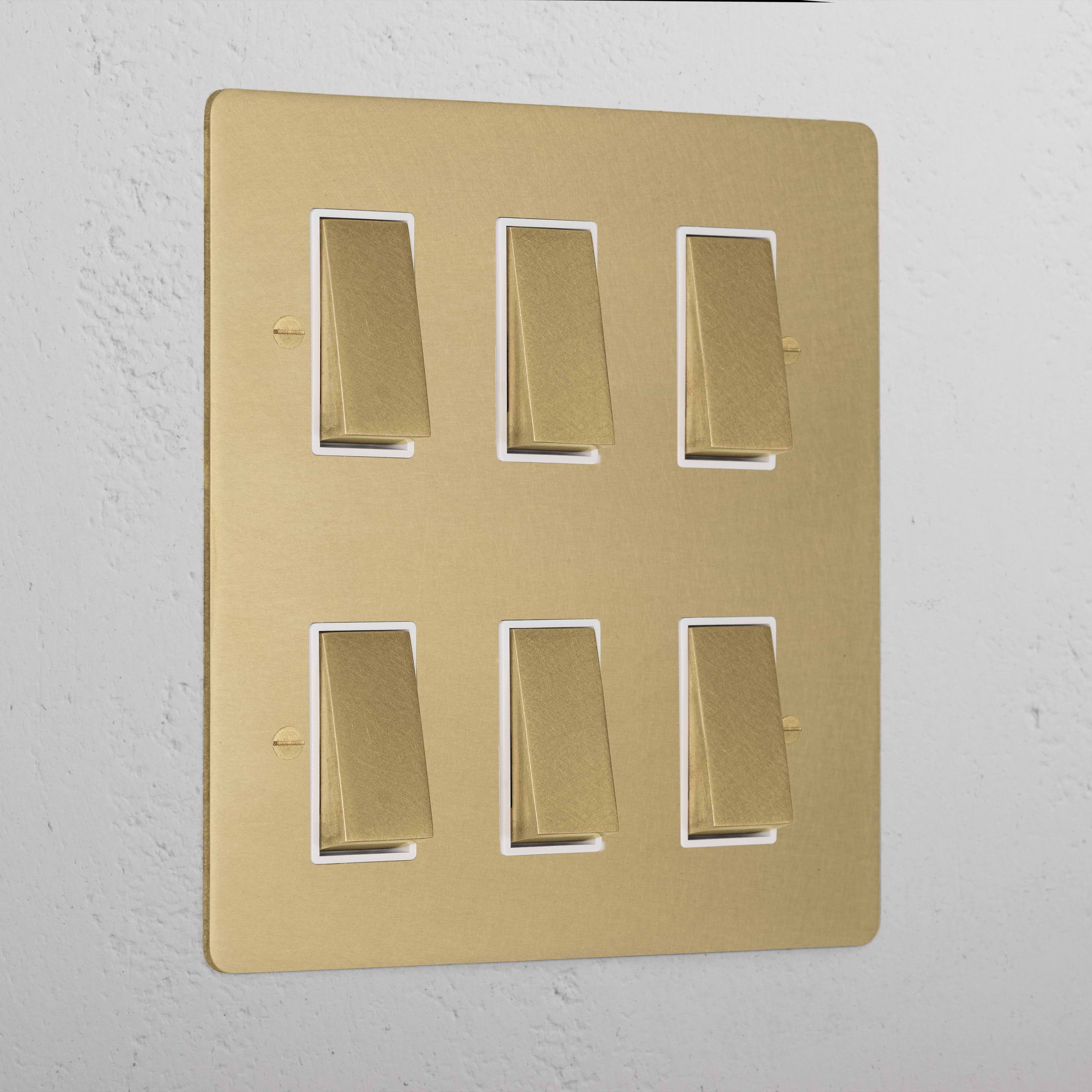 6G Two Way Rocker Switch - Antique Brass White