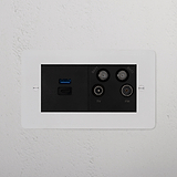 USB A+C Fast Charge + TV Aerial Socket - Paintable Black
