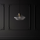Brookfield Medium Pendant Light Fluted Glass - Antique Brass