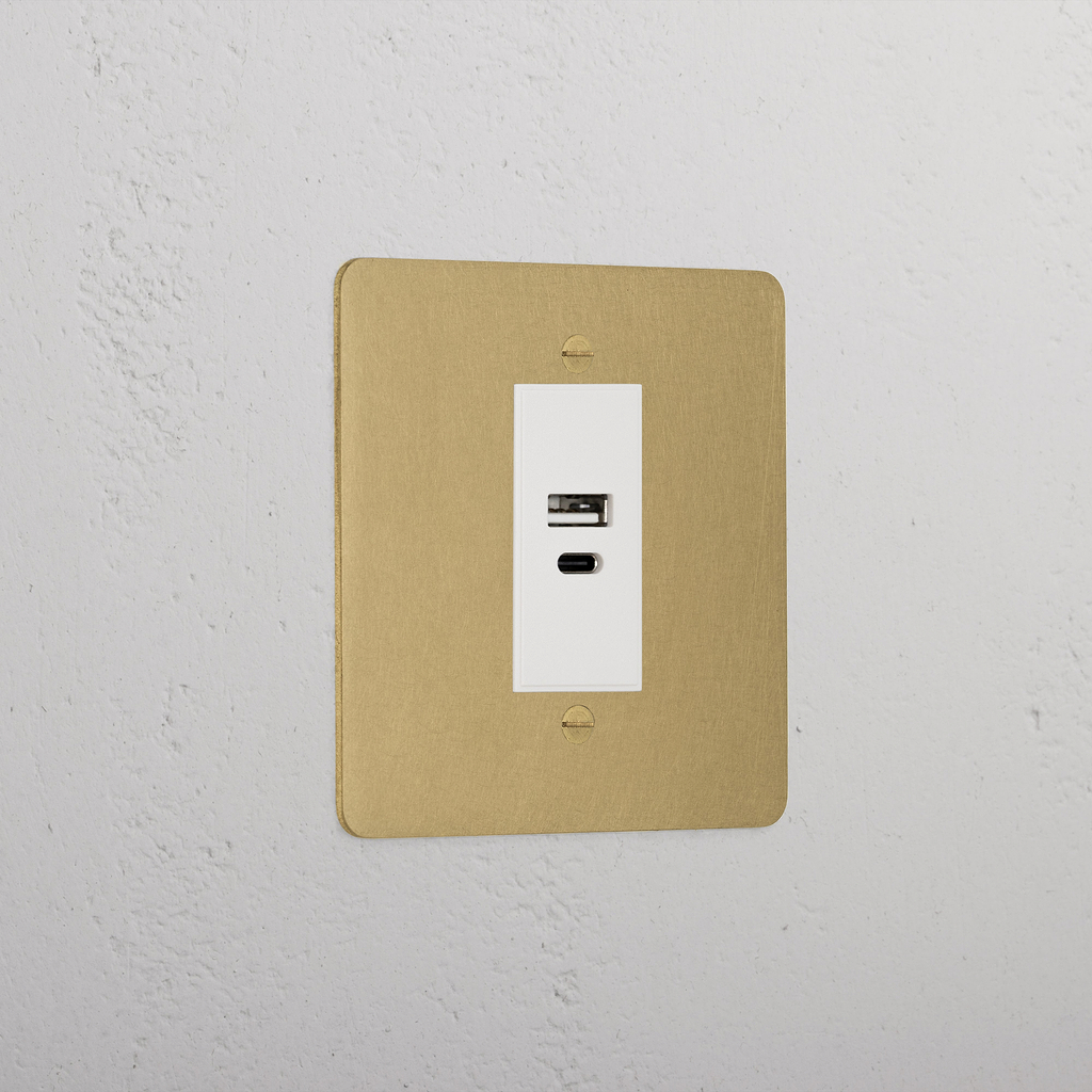Luxury Antique Brass Usb A+C Socket White