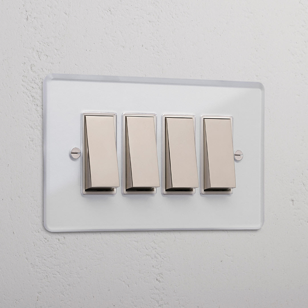 4G Two Way Rocker Switch - Clear Polished Nickel White