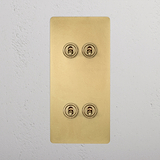 4G Vertical Two Way Toggle Switch - Antique Brass