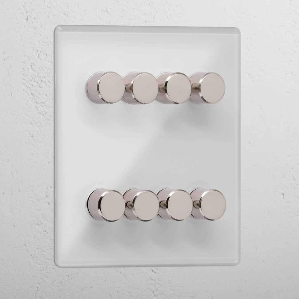 Luxury Clear Polished Nickel 8 Gang 2 Way Dimmer Switch