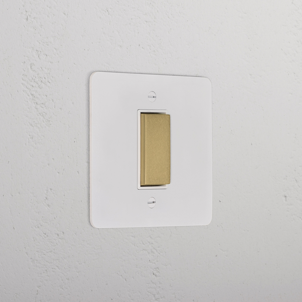1G Centre Retractive Rocker Switch _ Paintable Antique Brass White