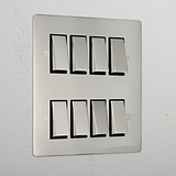 8G Two Way Rocker Switch - Polished Nickel Black