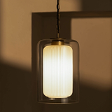 Windsor Medium Pendant Light Opal Glass - Antique Brass