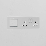 1G 50mm Module & Double Socket Uk Plate - Clear White