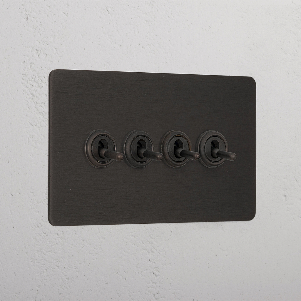 Bronze 4 Gang 2 Way Vintage Light Switch