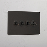 Bronze 4 Gang 2 Way Vintage Light Switch