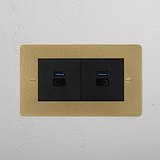 2X USB A+C Fast Charge - Antique Brass Black