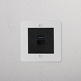USB A+C Fast Charge Socket - Paintable Black