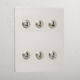 Luxury Polished Nickel 6 Gang 2 Way Toggle Light Switch