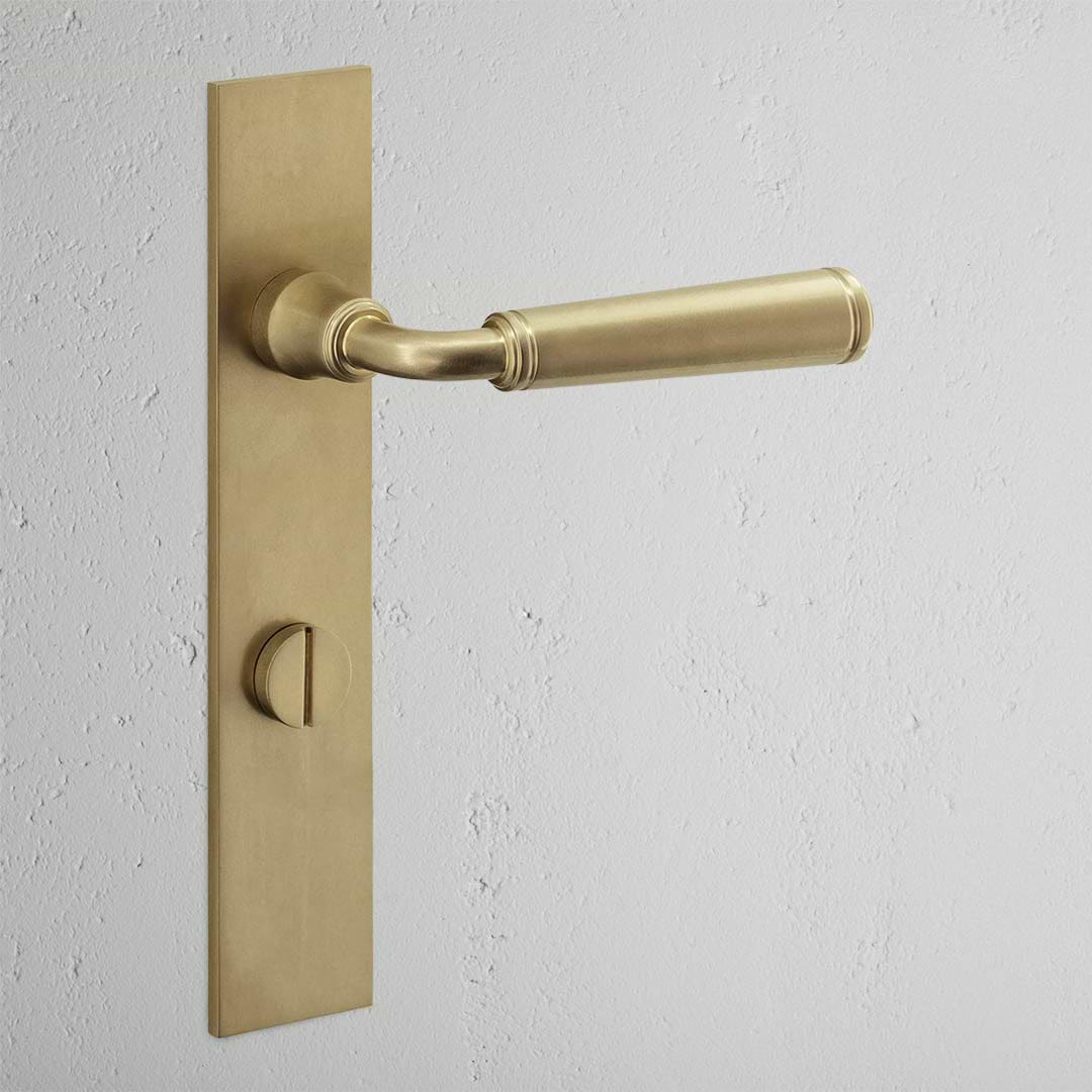 Digby Long Plate Sprung Door Handle & Thumbturn – Antique Brass