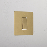 1G Double Pole Rocker Switch - Antique Brass White