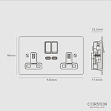 Double Socket with USB-C Fast Charge - Paintable White
