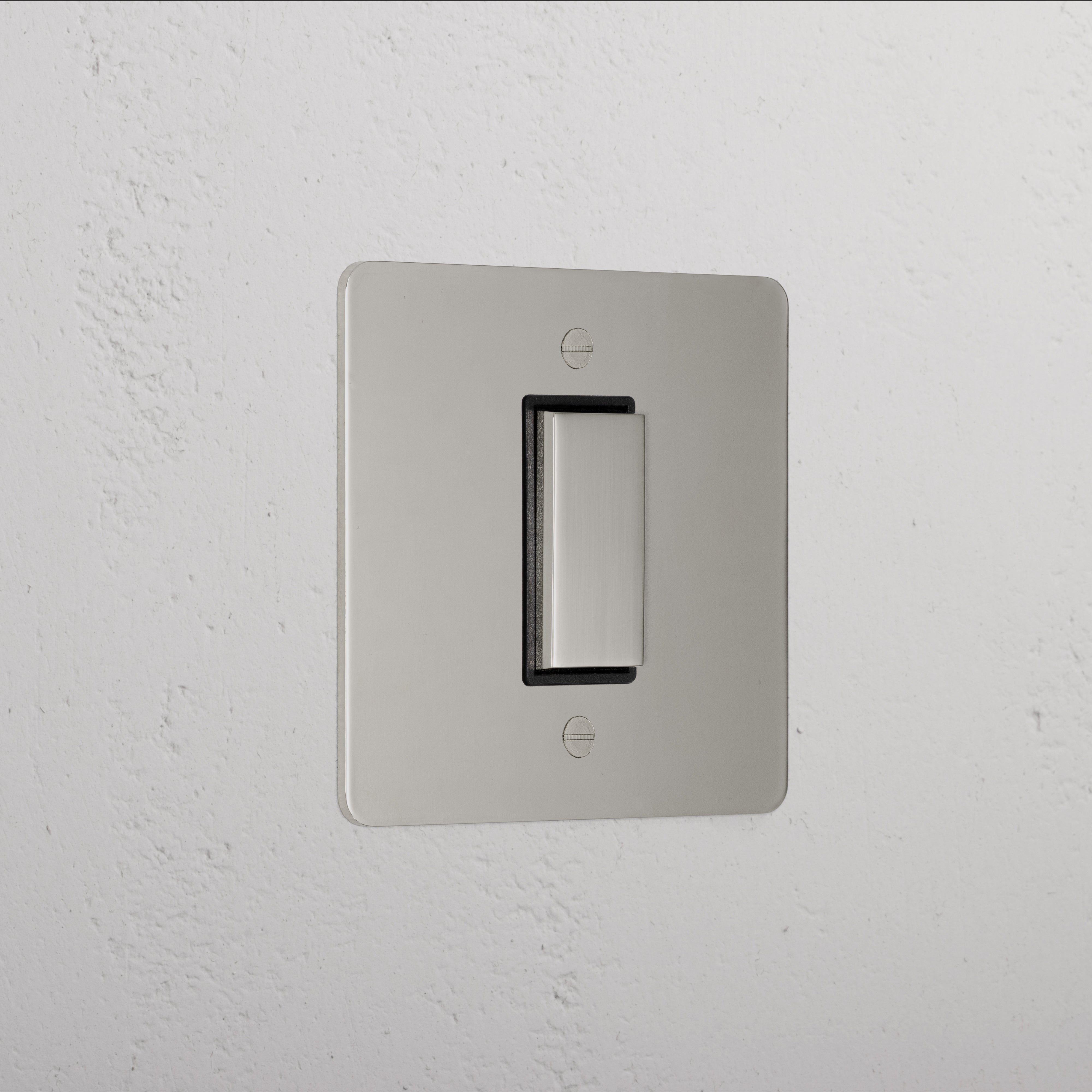 1G Centre Retractive Rocker Switch - Polished Nickel Black