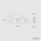 Double Socket + USB A+C Fast Charge - Antique Brass Black