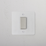 1G Centre Retractive Rocker Switch - Paintable Polished Nickel White