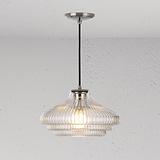 Brookfield Medium Pendant Light Fluted Glass - Polished Nickel