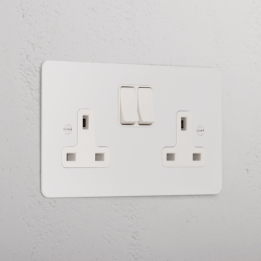 Double Socket UK _ Paintable White